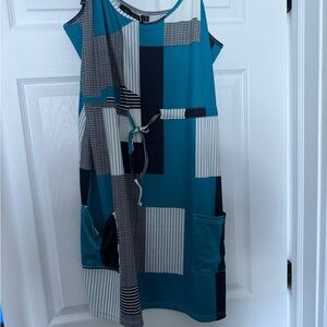 Teal and Black Patchwork Dress xxl brand new